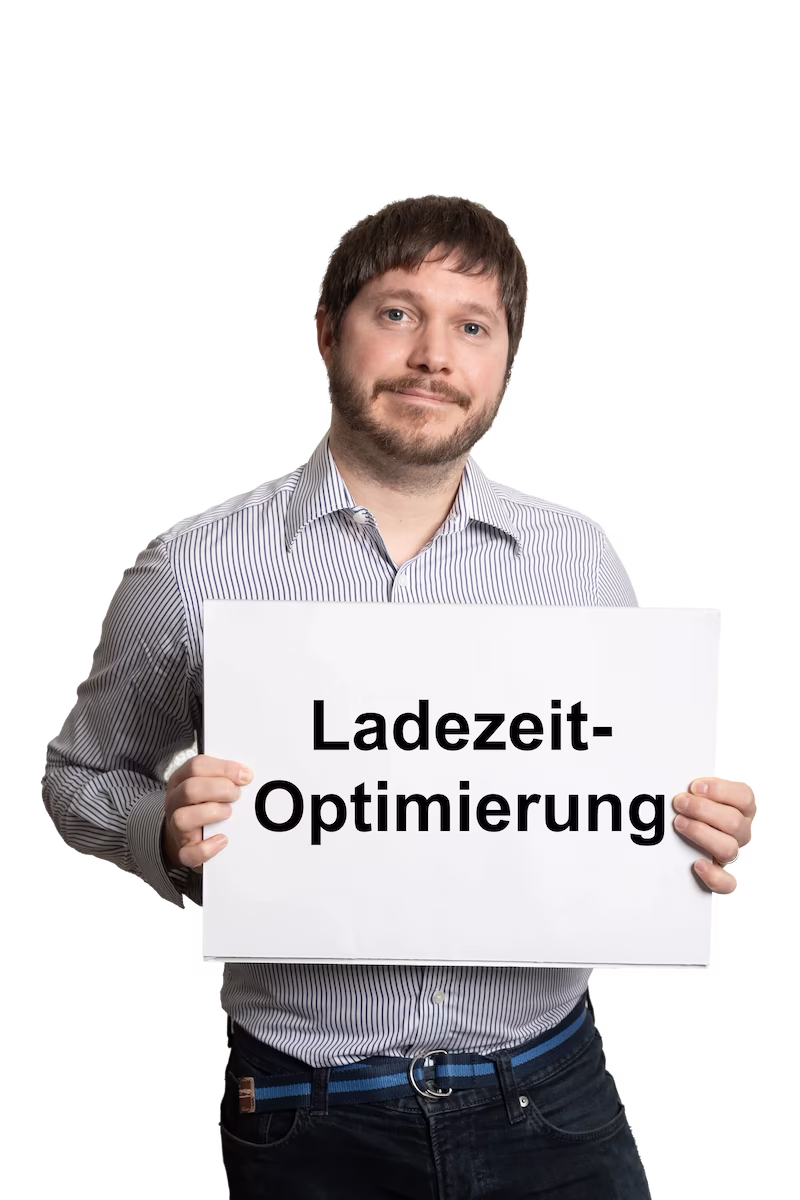 Timo wessels mitzettel in der hand darauf steht ladezeit optimierung